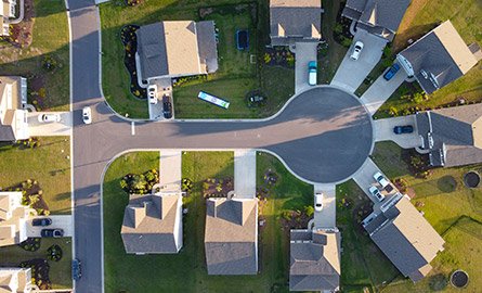 Aerial view of a subdivision